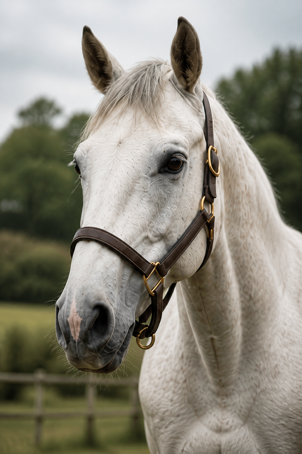 Grey horse in a paddock