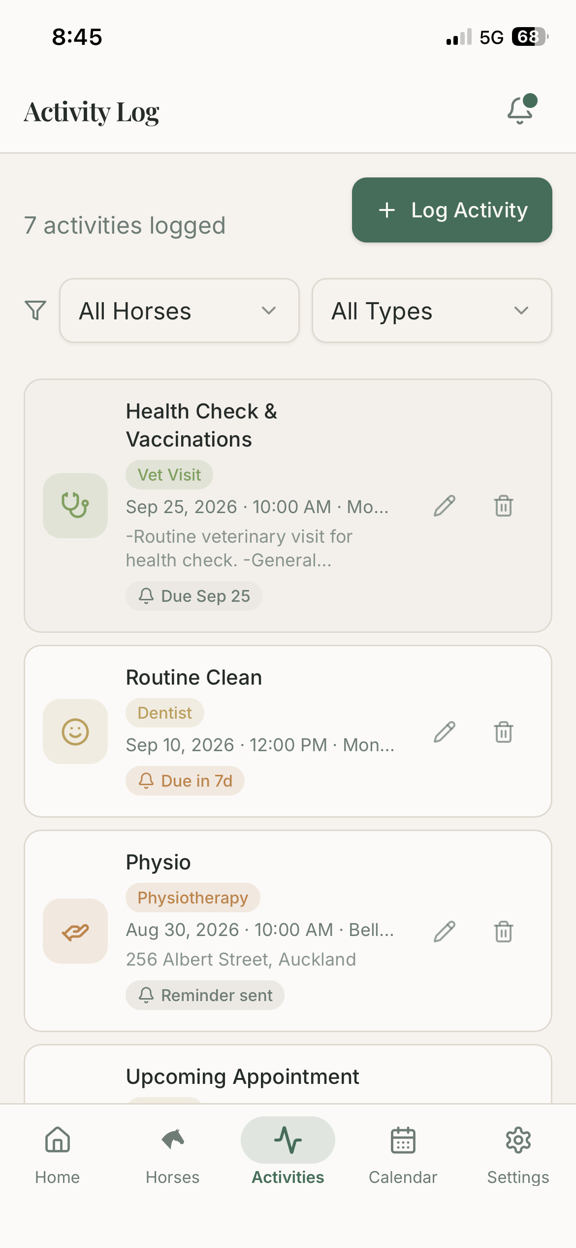 Activity Log